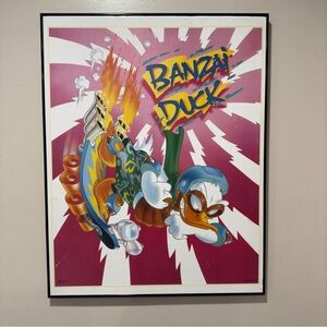 1986 Vintage Poster 22" X 28” Walt Disney Banzai Duck Graphic Skater Donald